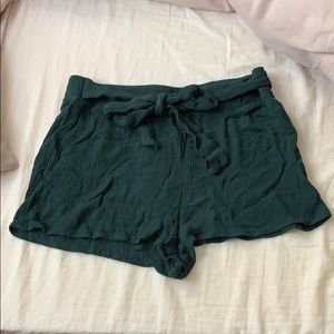 Green woven shorts